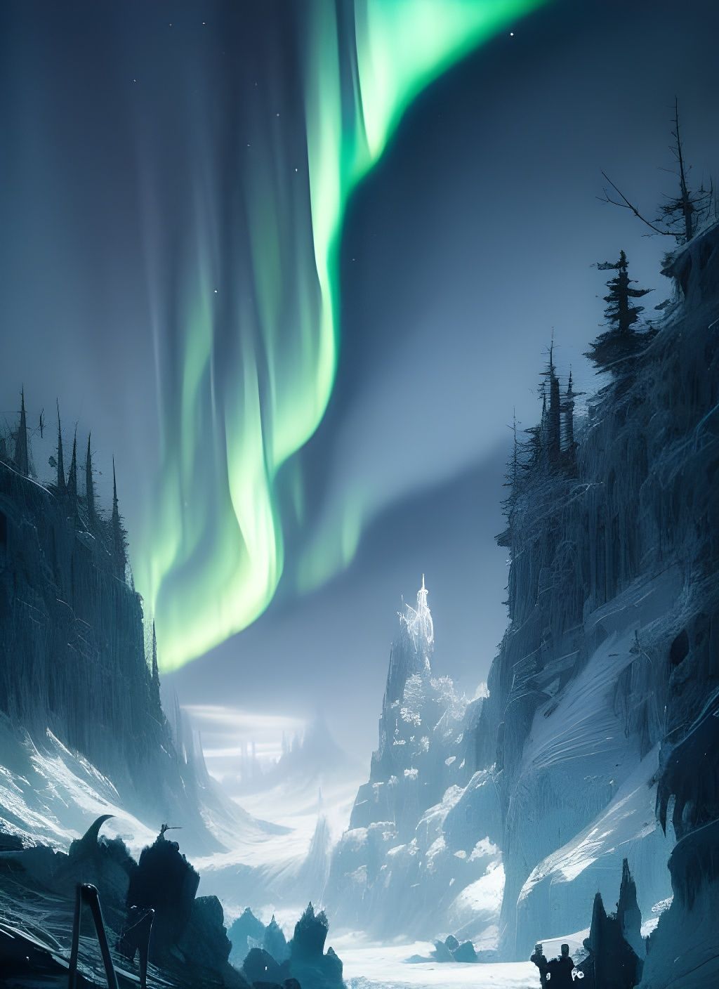 Spectacular Northern Lights Over Frozen Landscape