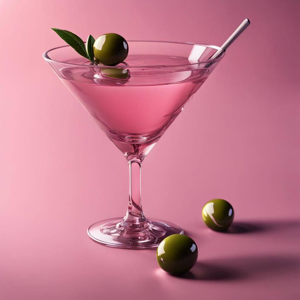Pink Martini with Olive in 3D Cinematic Style