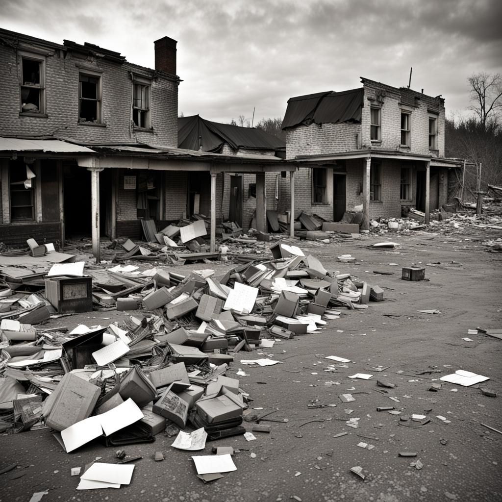 Sinister Ghost Town Reclaimed by Nature: Hyperrealistic Art