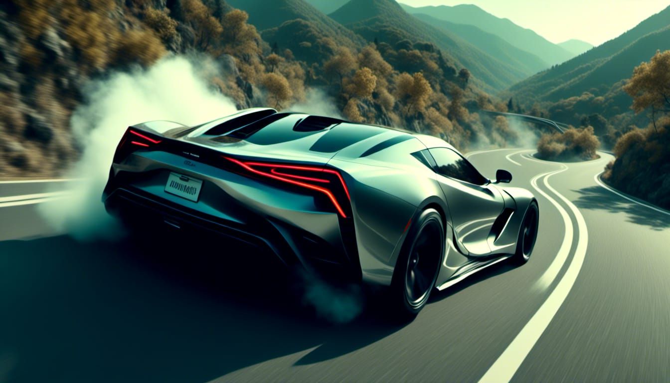 Sleek Sports Car Drifting: Futuristic Illustration