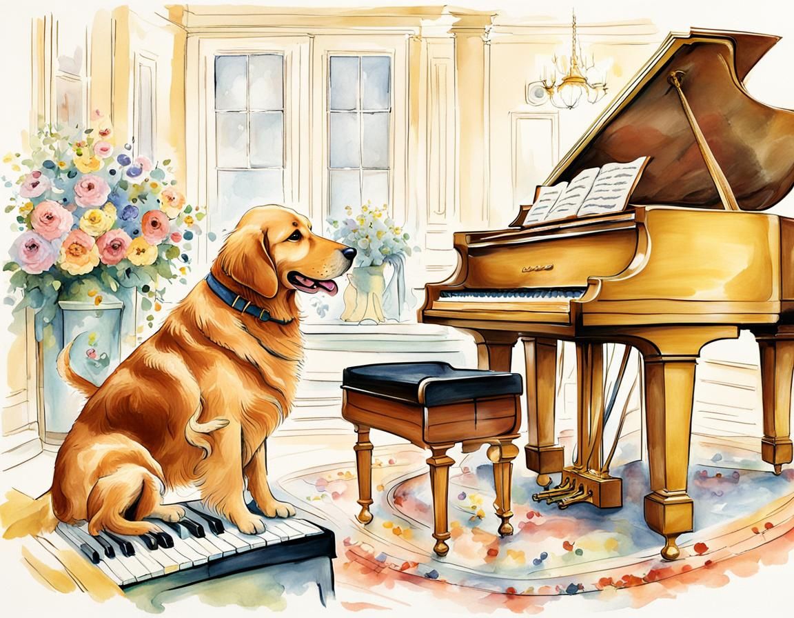 Dogs Playing Piano in Perfect Harmony