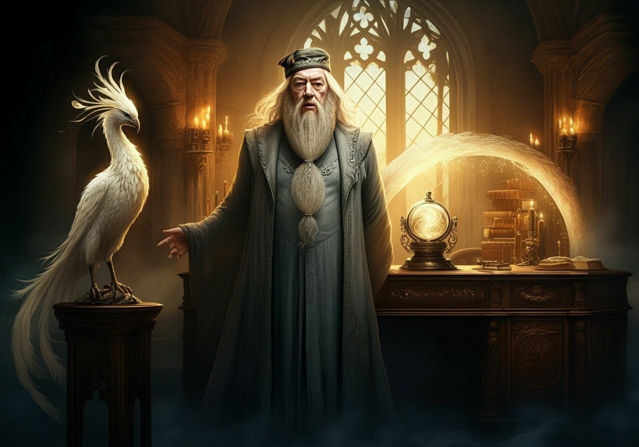 Albus Dumbledore in Mystical Chamber, Cinematic Style