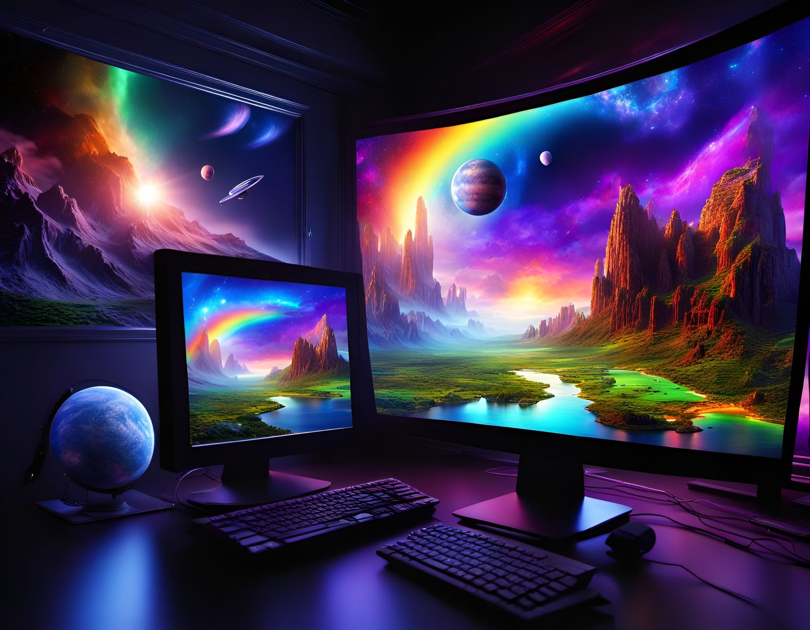 Fantasy World Revealed in Computer Monitor