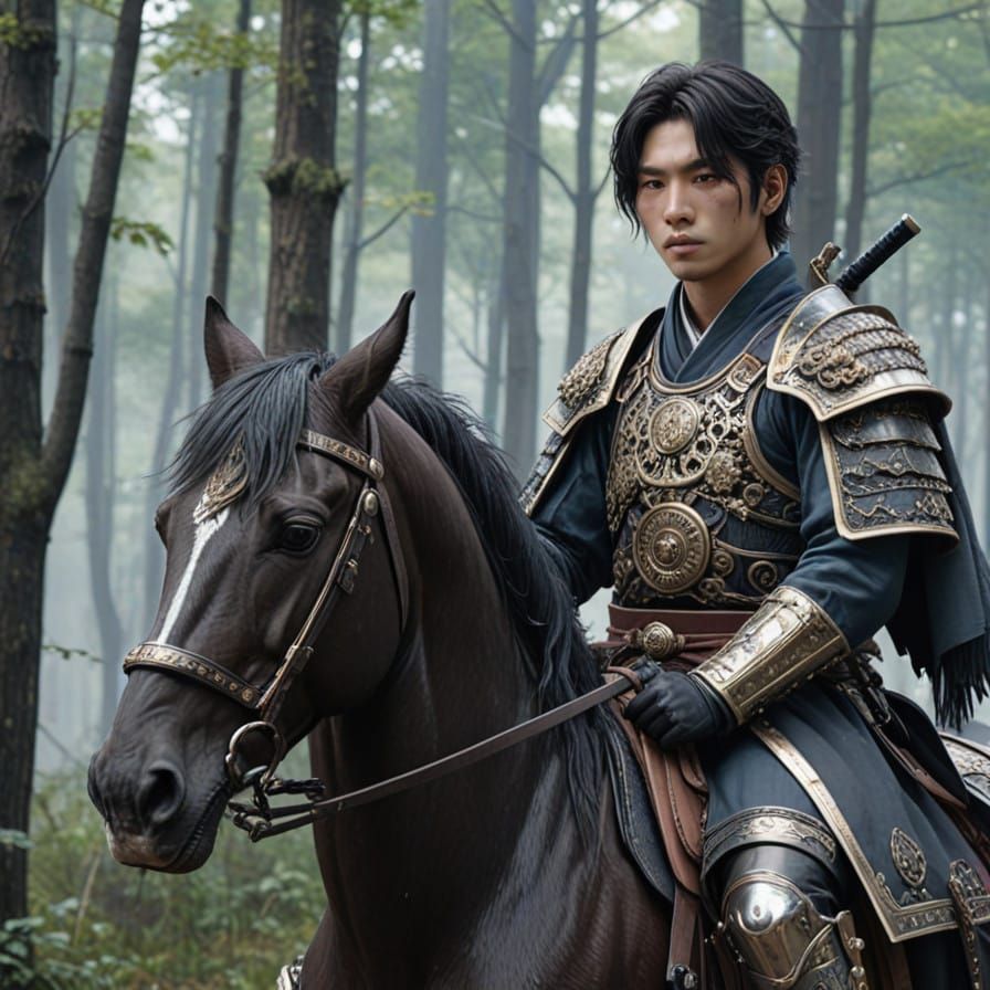 BTS Suga as a Serene Samurai Rides Majestically