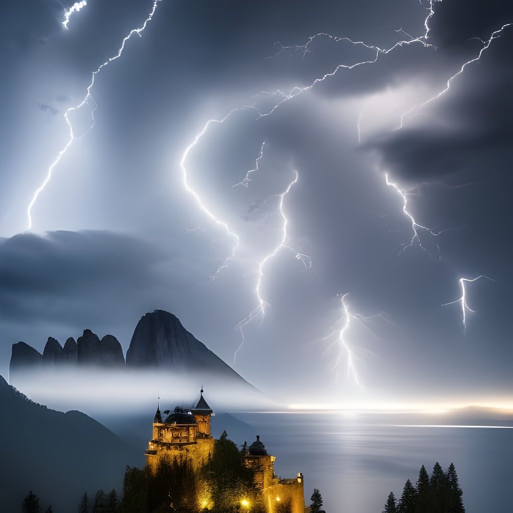 Gothic Castle Under Thunderstorm by Haagensen Style