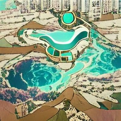 Utopian Turquoise Pool in Anime Style