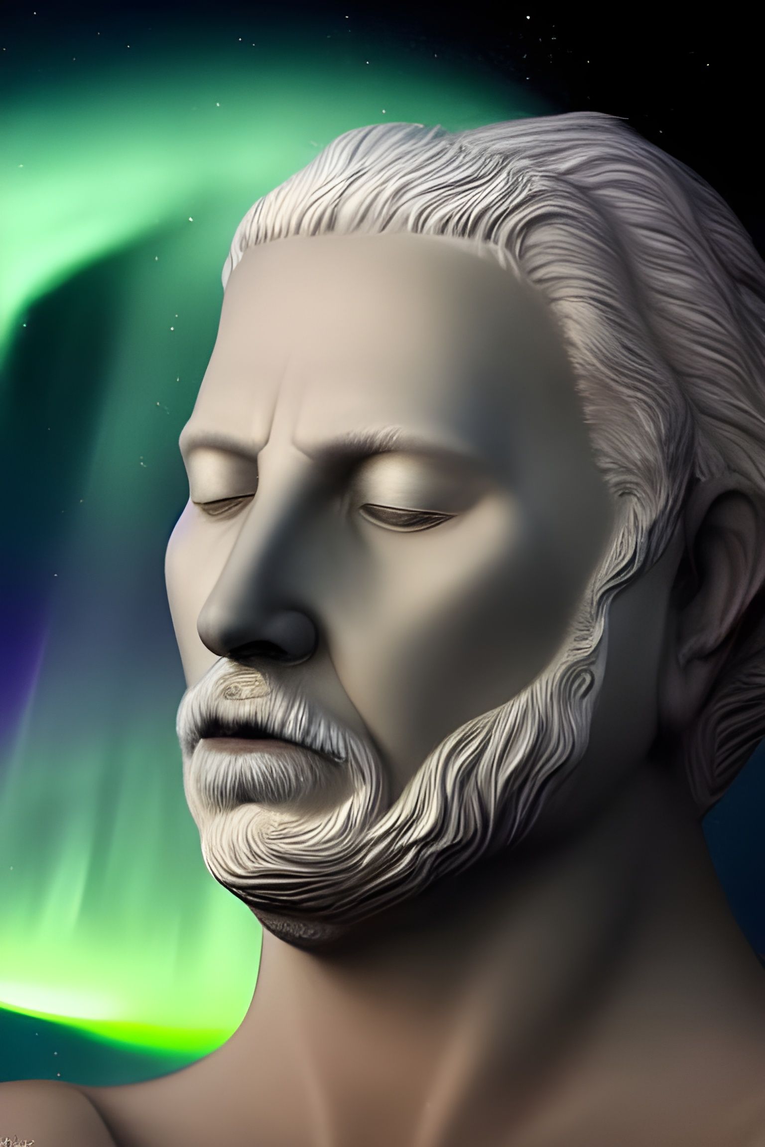 Eru Iluvatar Surrounded by Aurora in Space