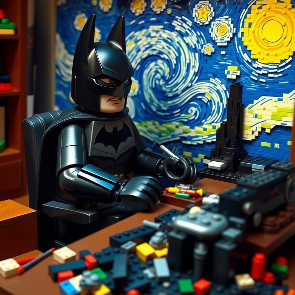Batman Creates Whimsical Lego Starry Night Masterpiece
