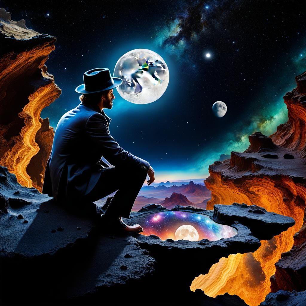 Meteorite Silhouette in Art Nouveau Style