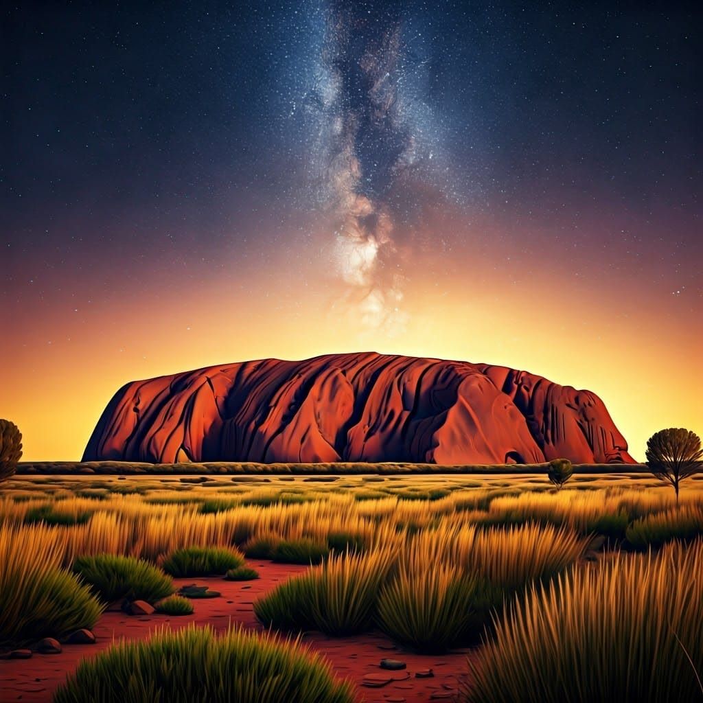 Surreal Sunset at Uluru: A Dreamlike Masterpiece in Hyper-Re...