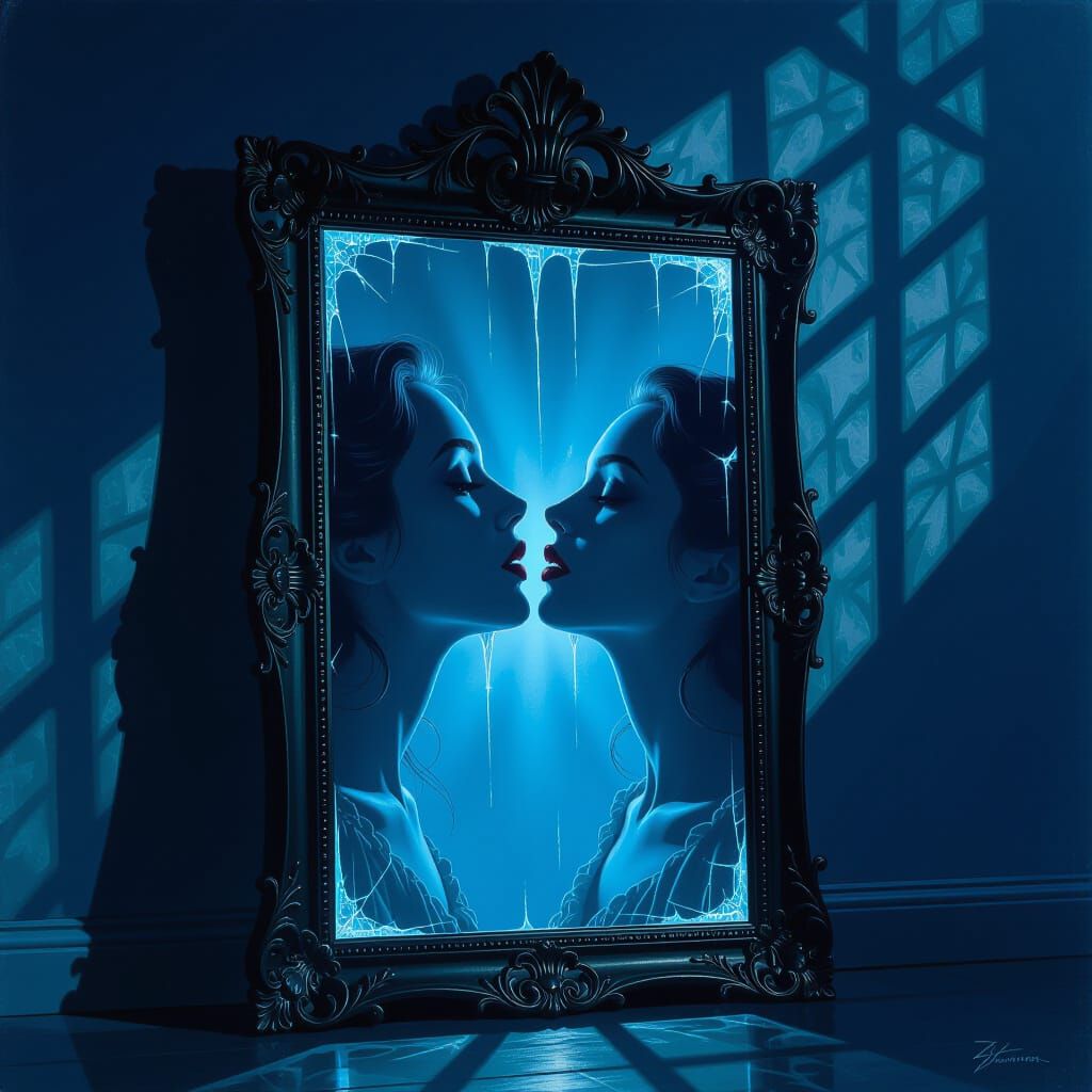 Haunted Mirror Reflection: Lover's Kiss and Whispered Warnin...