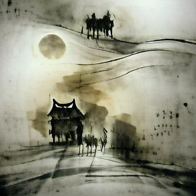 Solitary Residence: Sumi-e Ink Wash Painting