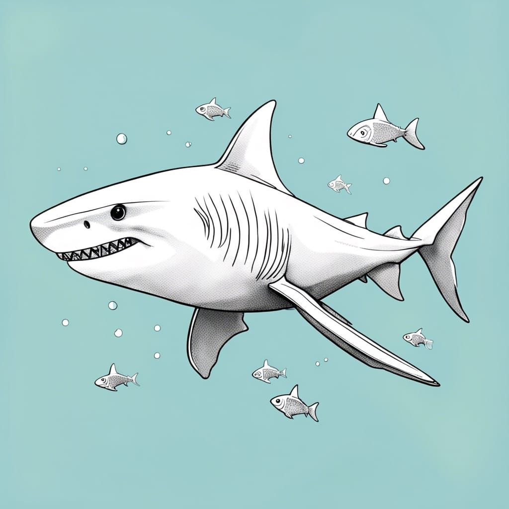 Cute Shark Coloring Page: Simple Line Art