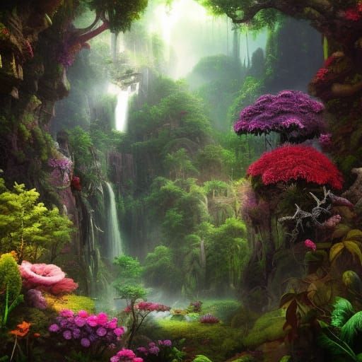 Epic Jungle Monolith: Detailed Matte Painting