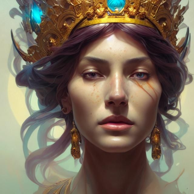 Sacred Queen Mother Portrait in Hyperdetailed Style