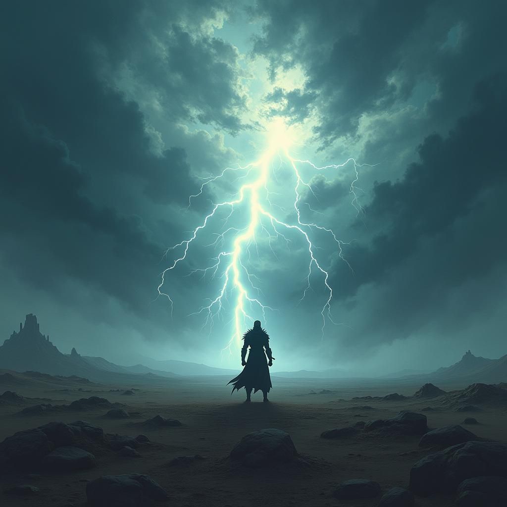 Wasteland Warrior in Stormy Manga Scan Landscape