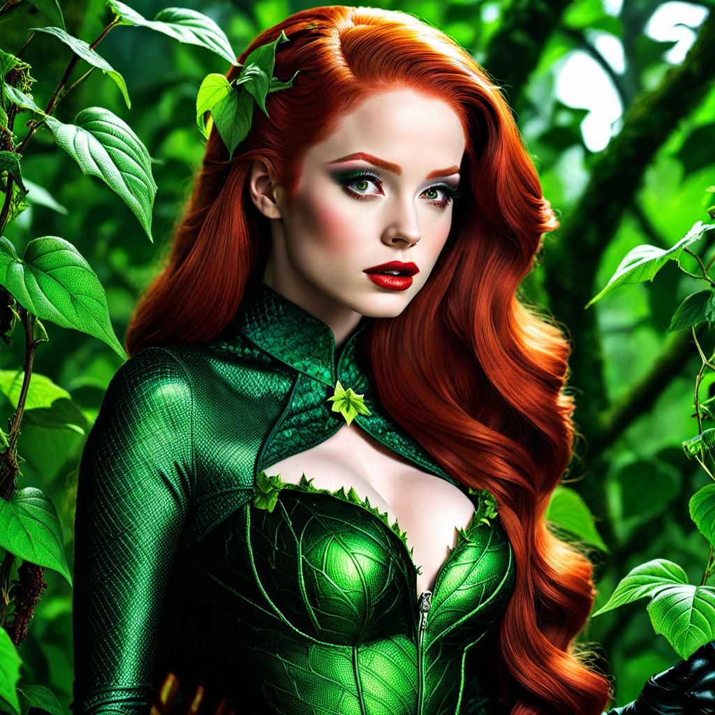 Hyperrealistic Poison Ivy Portrait with Intricate Details