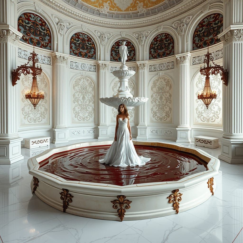 Chocolate Fountain Dreamscape in Art Nouveau Style