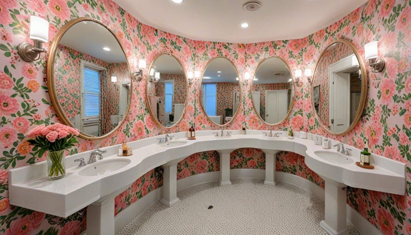 Lavish Ladies' Restroom with Floral Elegance