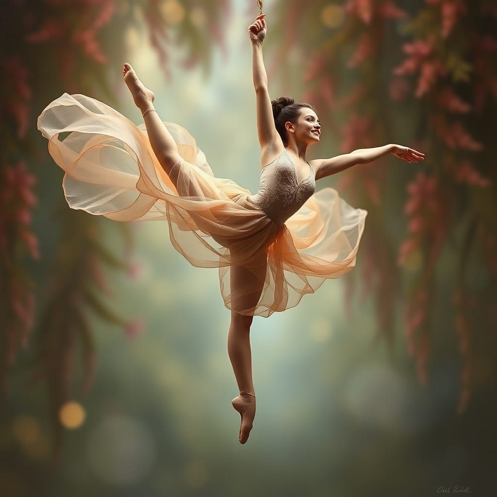 Acrobat in Dreamy, Pre-Raphaelite Style