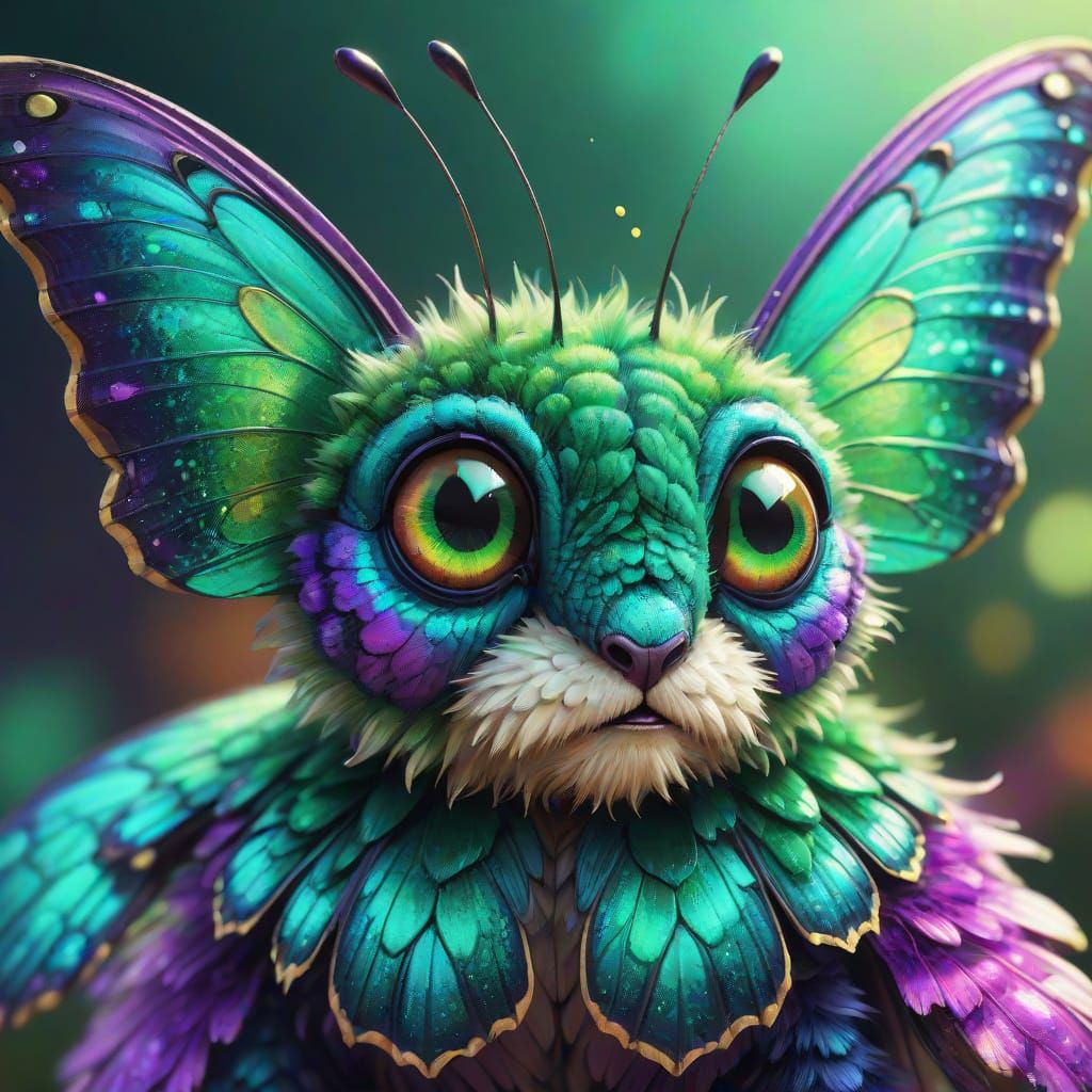 Anthropomorphic Butterfly Concept Art with Emerald Wings