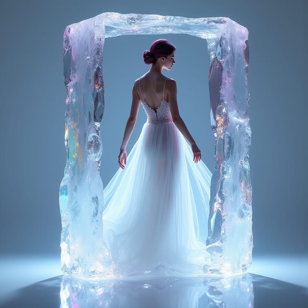 Glass Woman Emerges: A Crystal Sculpture in Unreal Engine 5