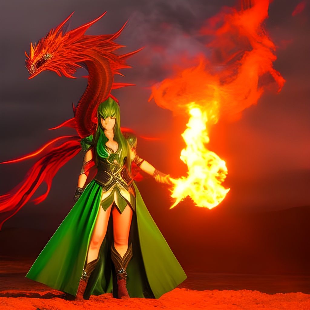 Rydia Summons a Dragon: Hyperrealistic Fantasy Art