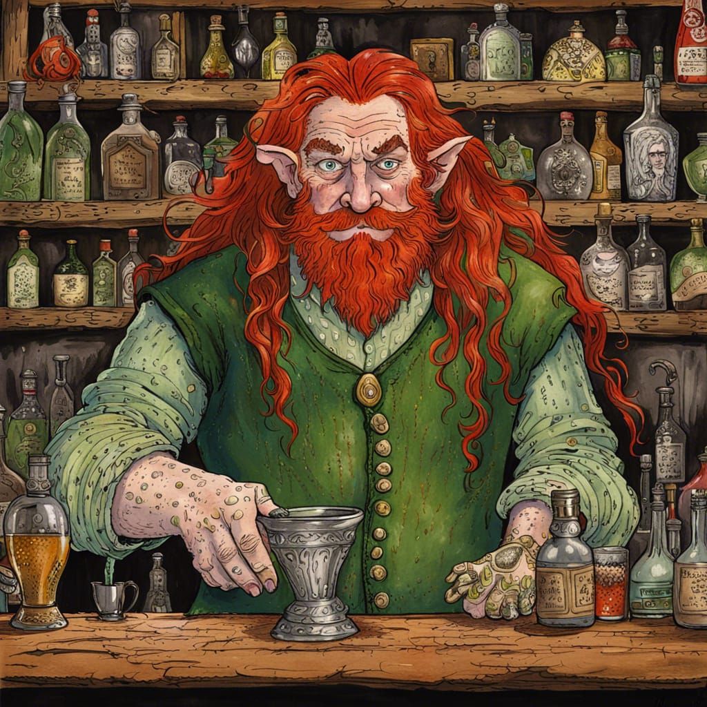 Ornate Portrait of a Dwarven Barkeeper