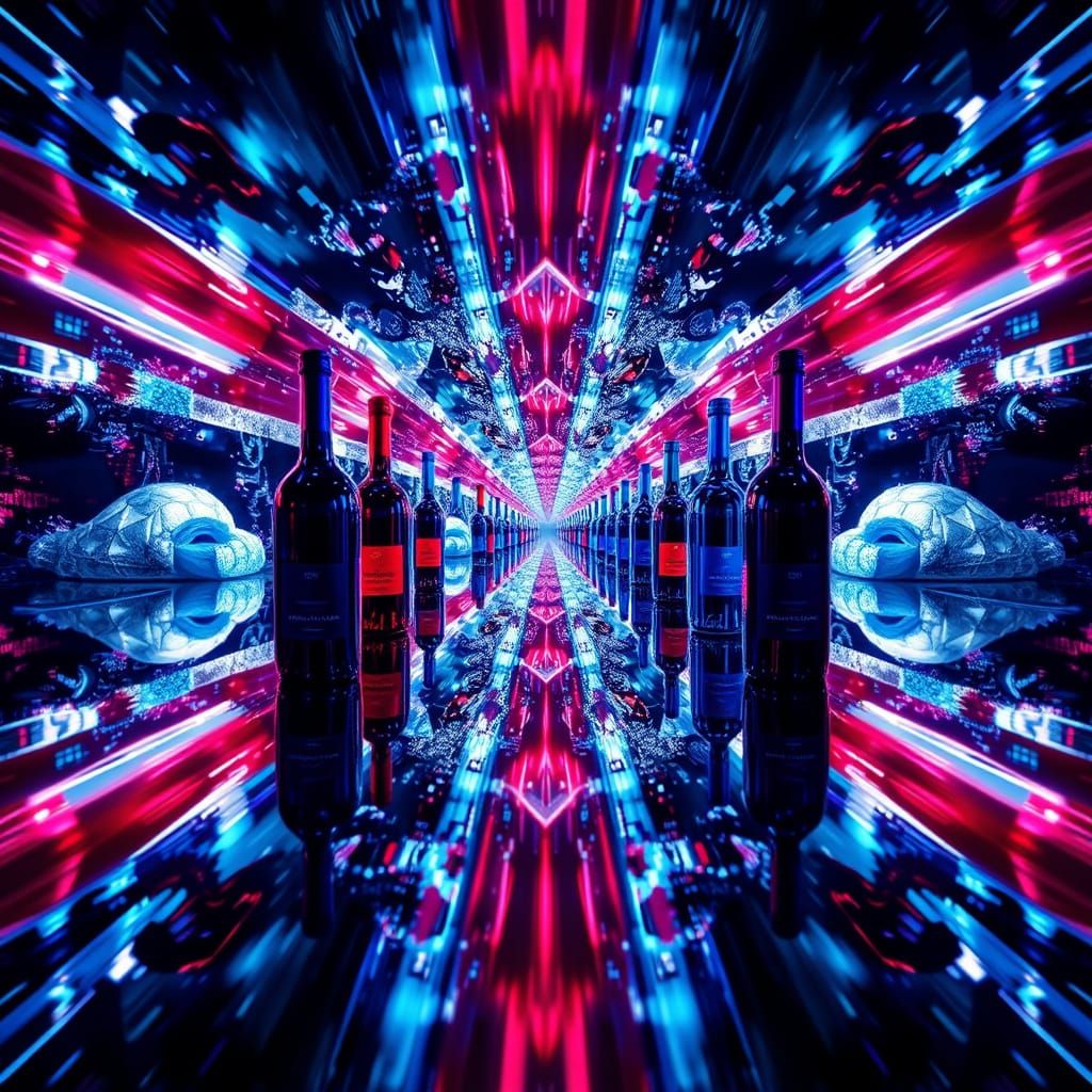 Union Jack Mirror with Iridescent Igloos in Neon Futurism