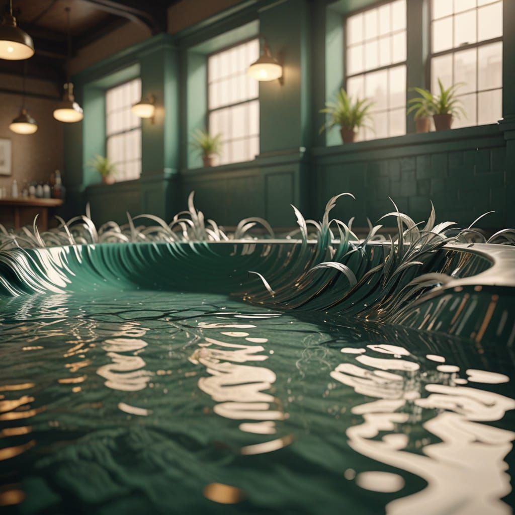 Feathered Pool in Public Baths: Abstract Vector Art