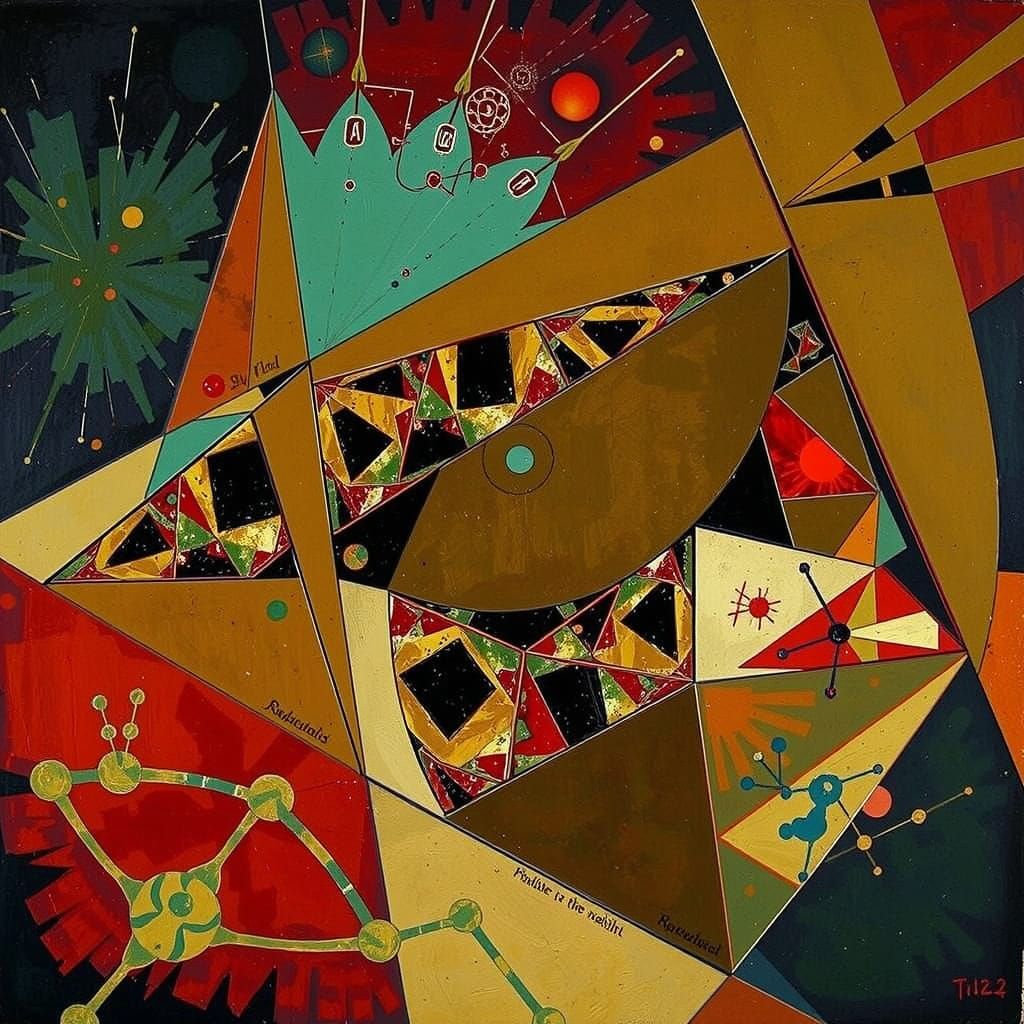 Psychedelic Dodecahedron in Abstract Expressionist Style