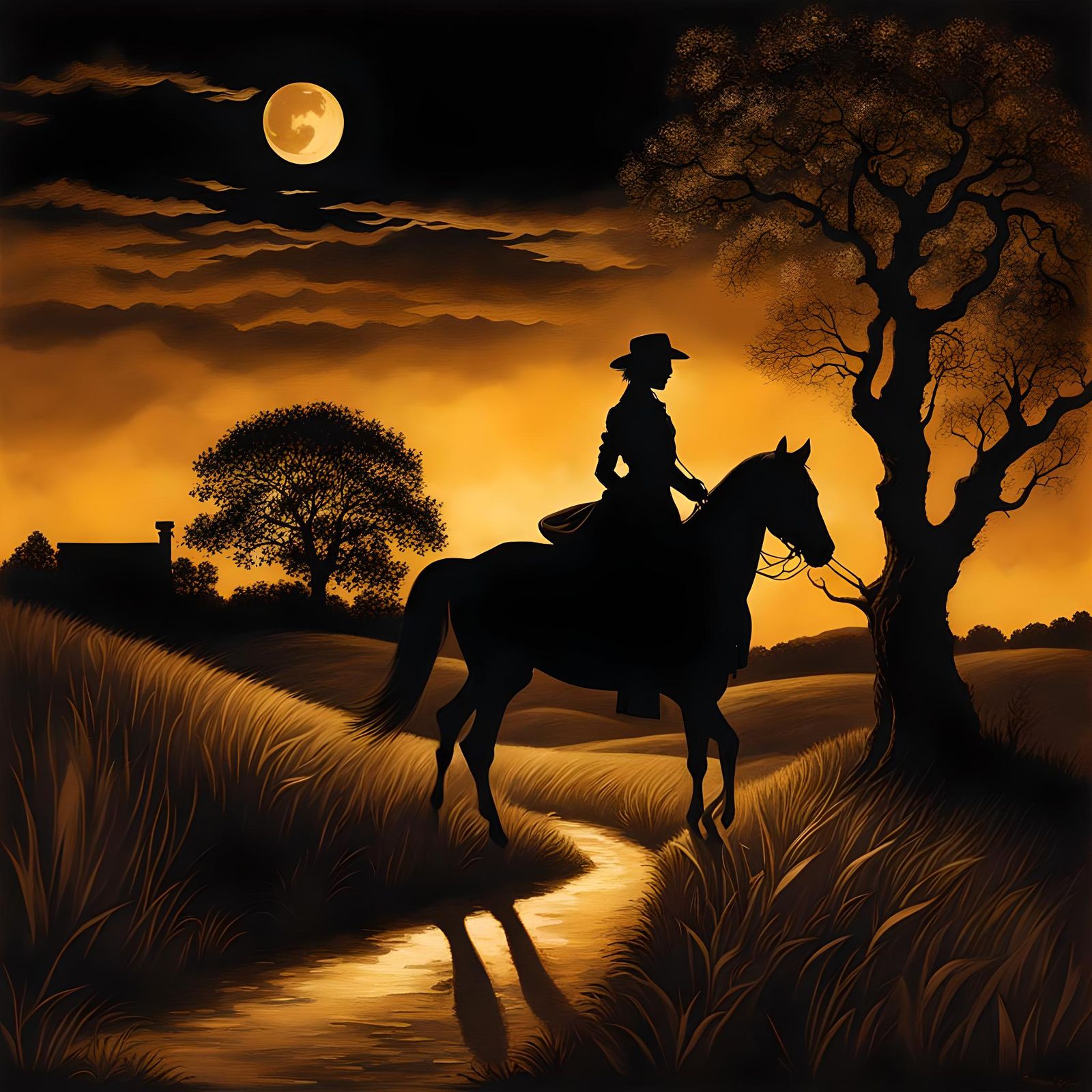 Silhouette in Countryside: Volumetric Lighting, Film Noir