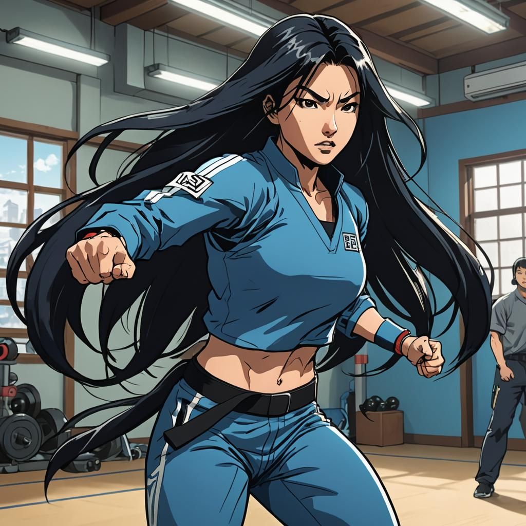 Mongolian Woman's Special Ops Training in Anime Style