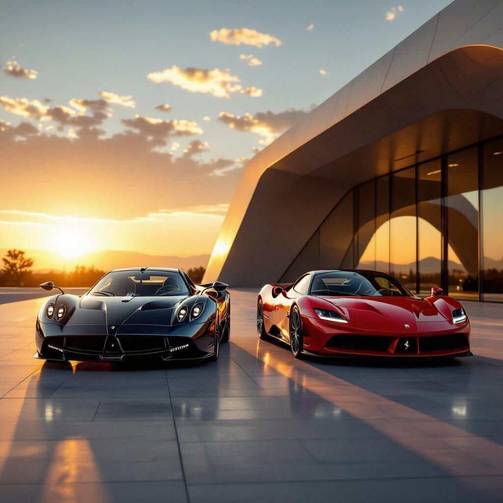 Pagani Huayra & Ferrari SF90 in Golden Hour
