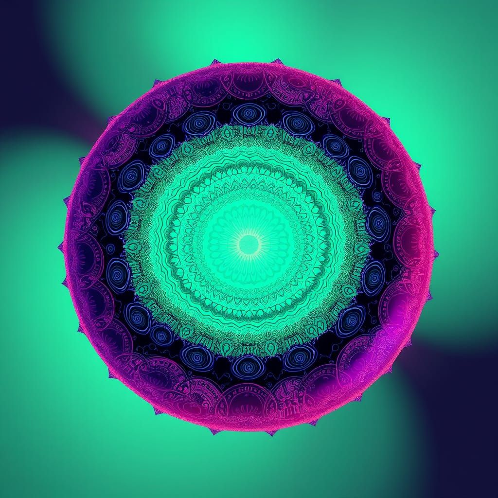 Intricate Abstract Sphere with Neon Colors