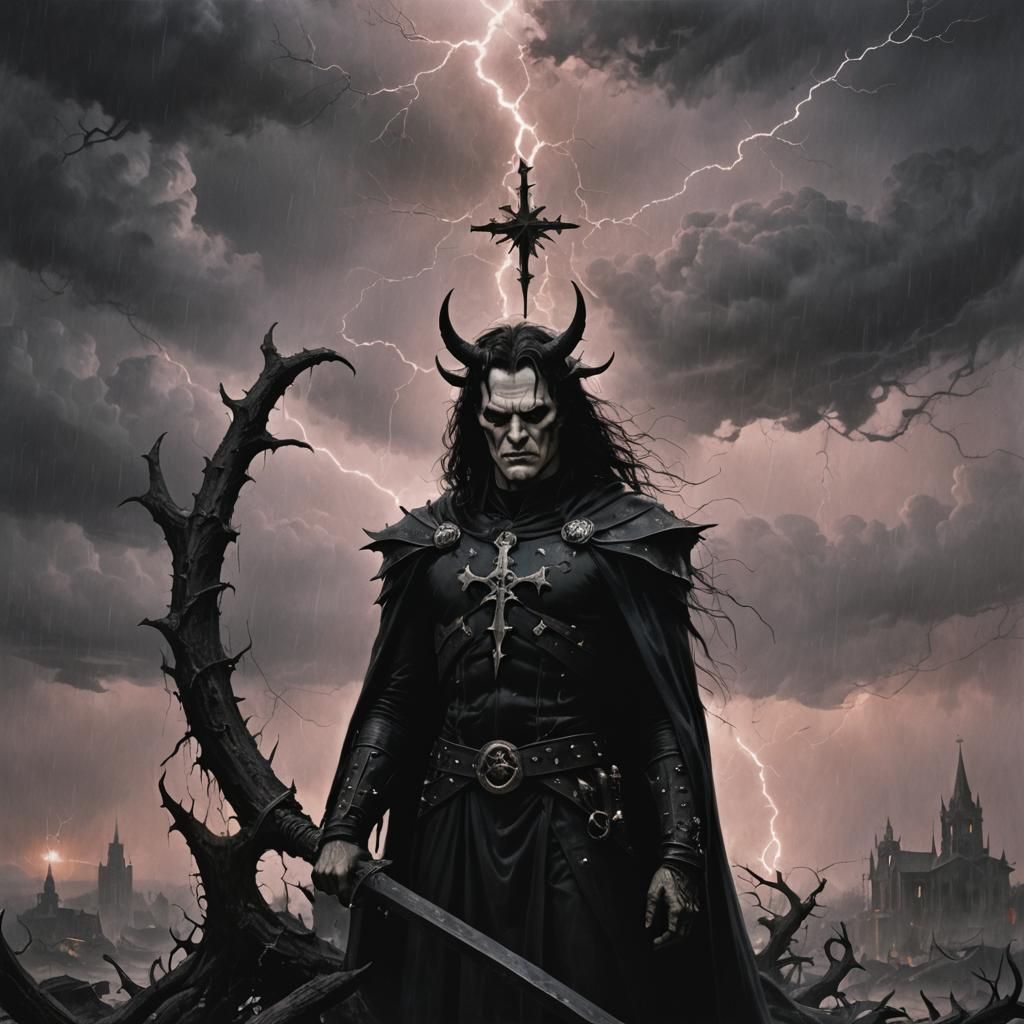 Sign of the southern cross;
Satanic+symbolic (perversions of hell:1.3).
Art style by Gerald Brom/ James Gurney/ WLOP; go...