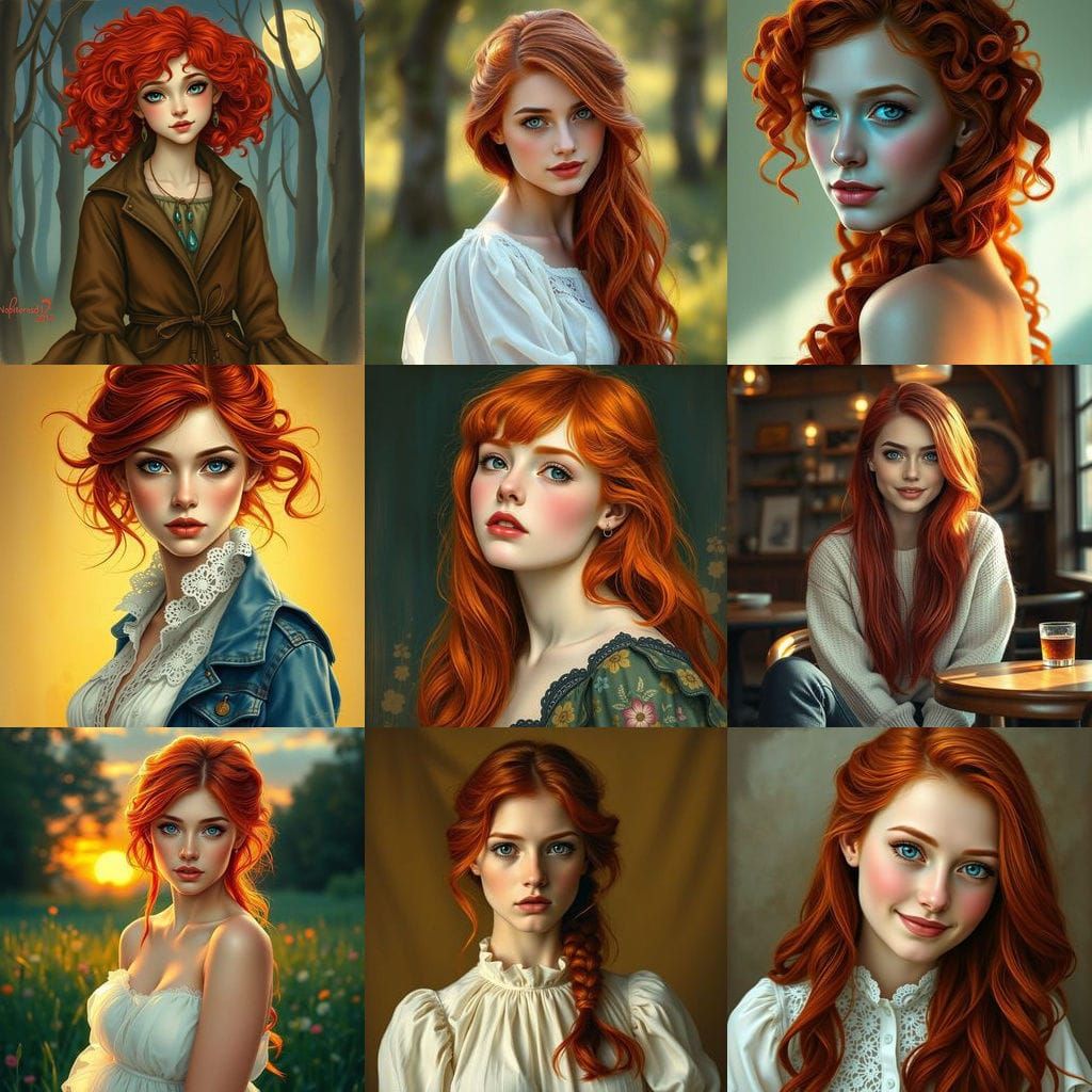 Beautiful Redhead Woman with Blue Eyes