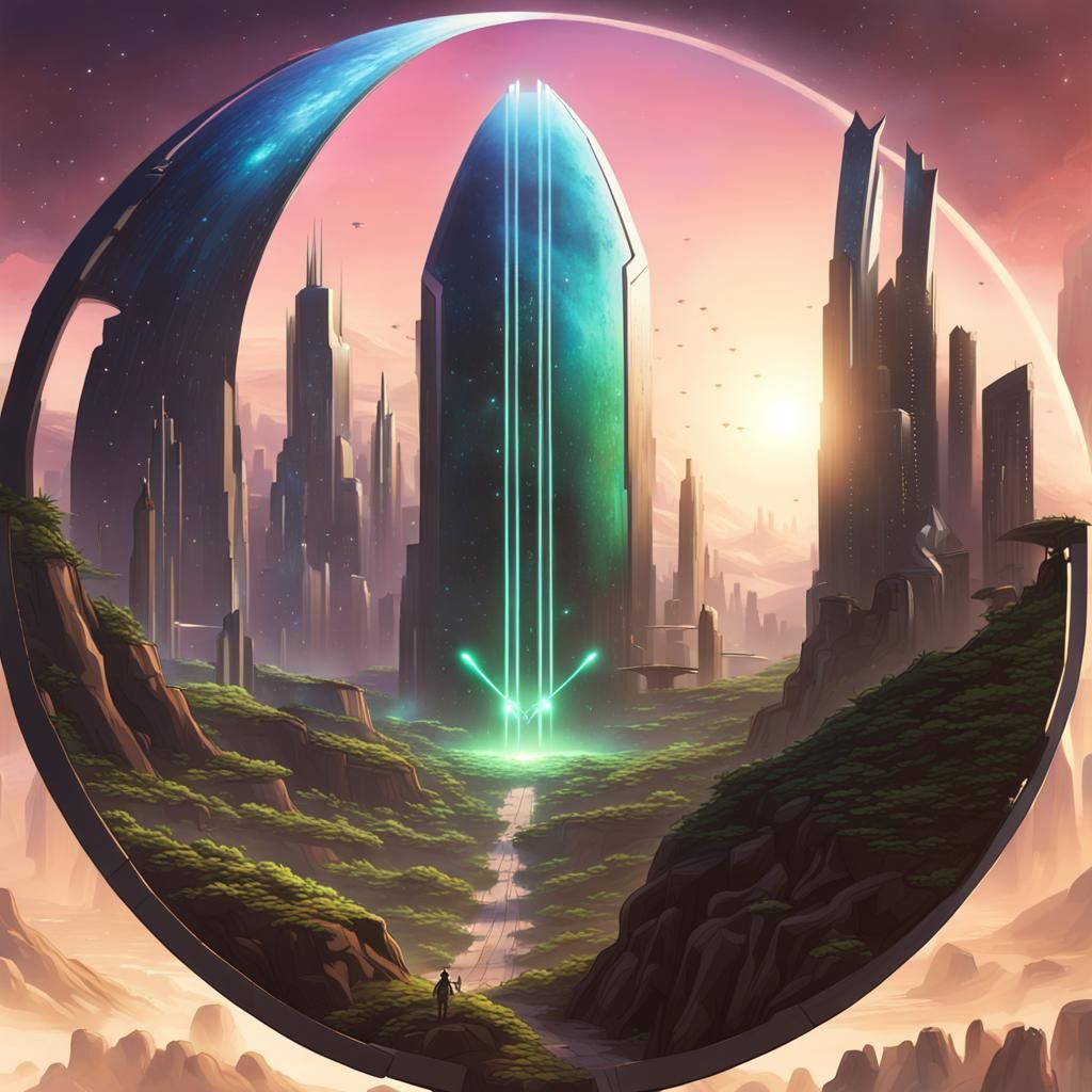 Futuristic City Protected by Glowing Shield