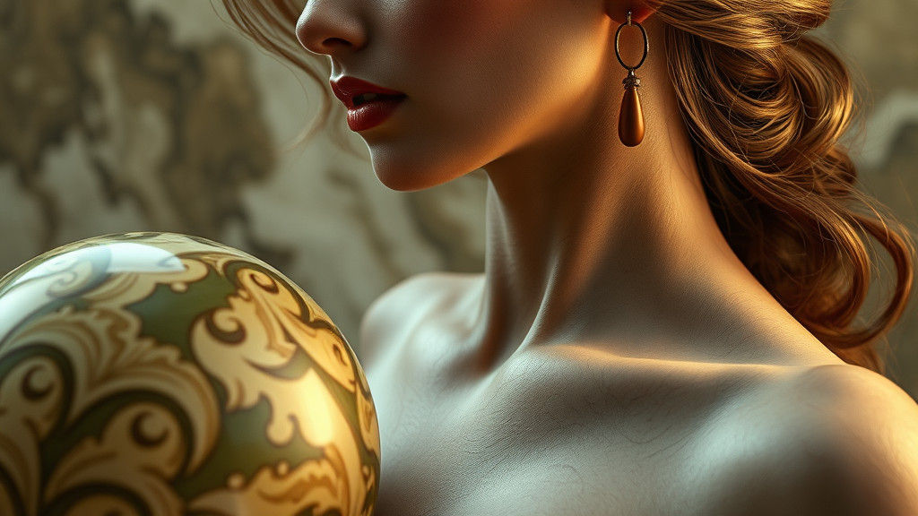 Ornate Woman's Portrait in Sepia Tones