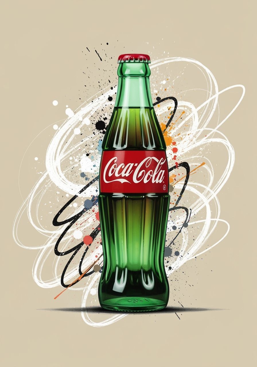 Stylized Coca-Cola Bottle with Abstract Brushstrokes