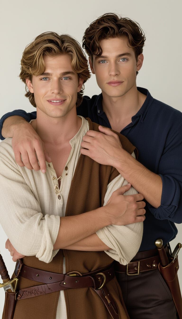 Intimate Studio Portrait of Two Young Men in Period Style