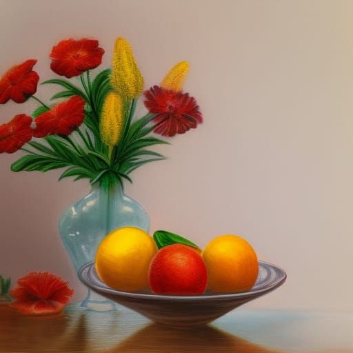Still Life: Fruit, Flowers, Suburban Home
