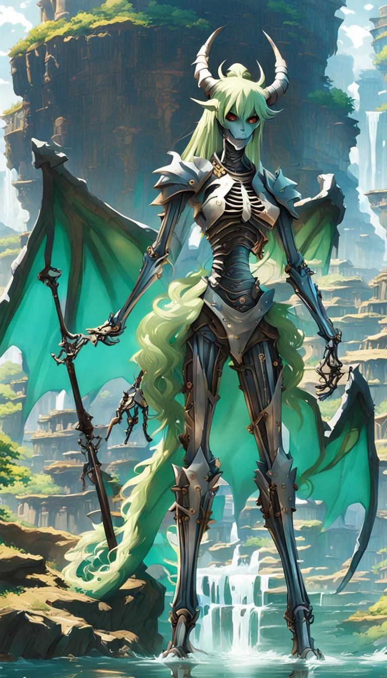 Rainbow Slime Dragon Girl with Robot Skeleton