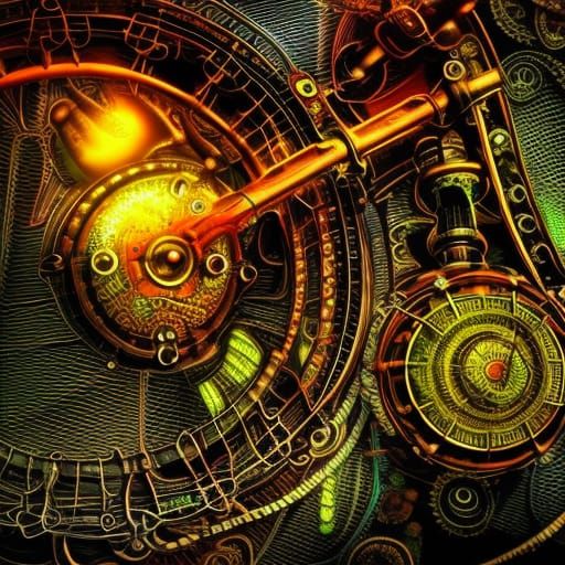 Steampunk Boar in Psychedelic Neon