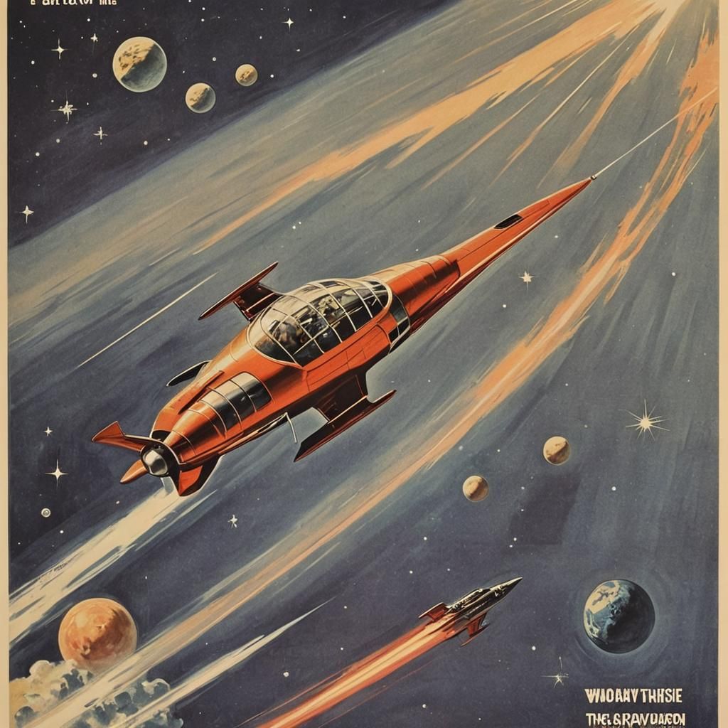 Retro Space Travel Advertisement Poster