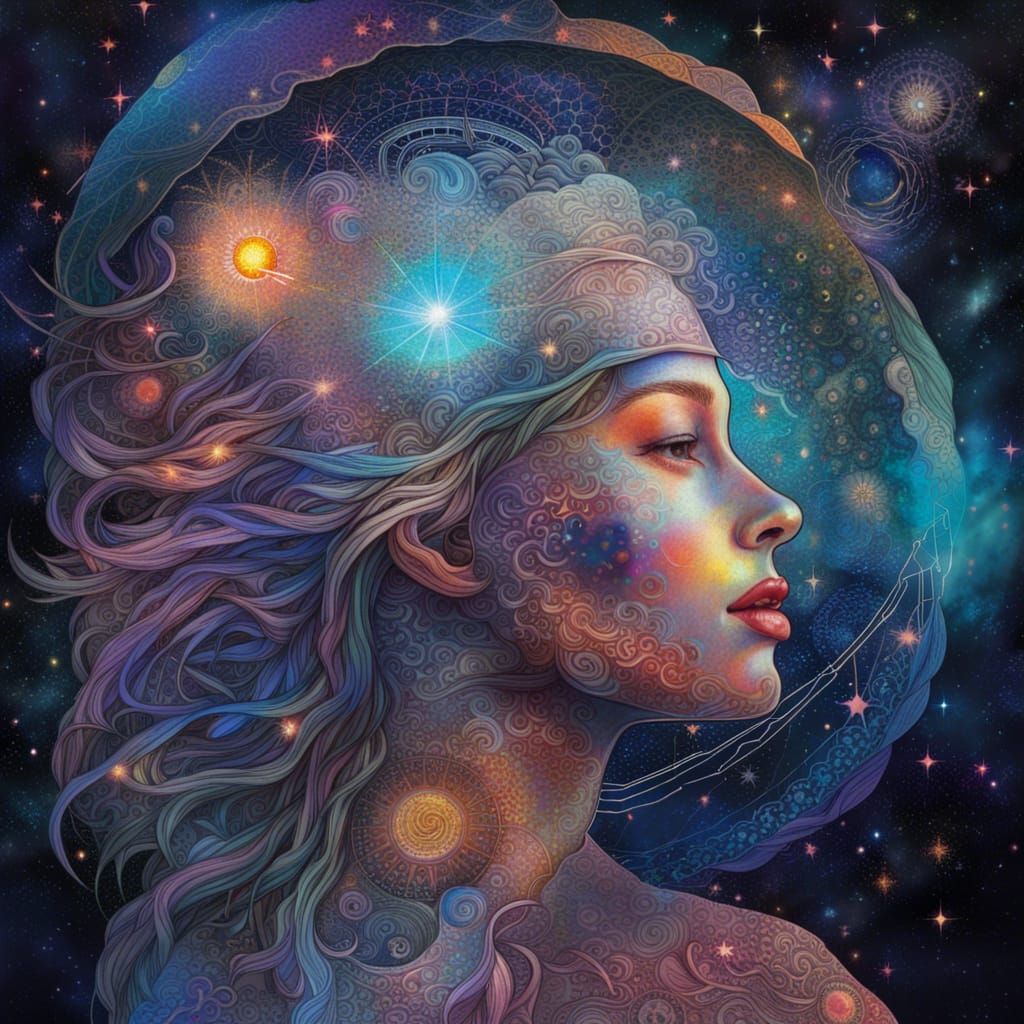 Holographic Astral Cosmic Illustration by Pablo Amaringo