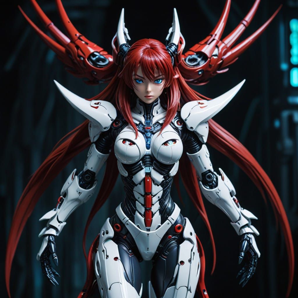 Cyberpunk Rias Gremory in Teknoman-Inspired Biomechanical Ar...