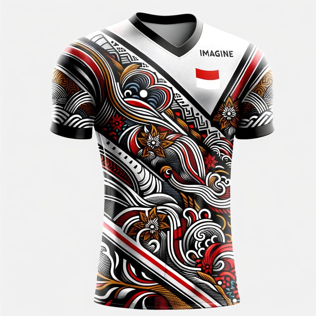 Futuristic Indonesian Volleyball Jersey with Batik Motifs