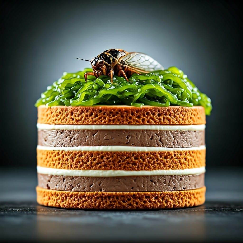 Hyperrealistic Cake with Liver Sausage and Cicada