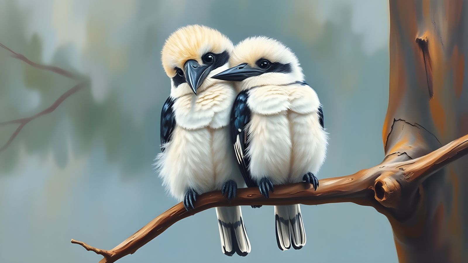 Amorous Kookaburras Perched in an Australian Tree